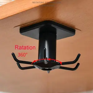 Rotatable Kitchen Cabinet Hook, Punch-free Wall Mounted Storage Holder, Minimalist Solid Color Rotatable Hanging Rack For Kitchen