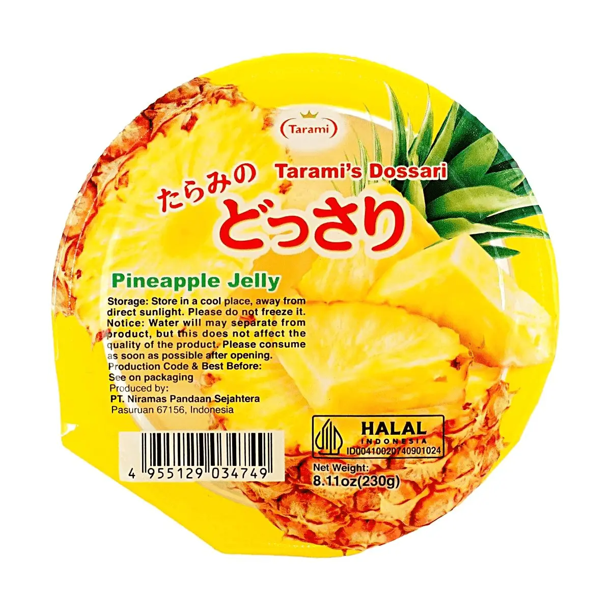 TARAMI Japanese Juicy Pineapple Jelly with Real Fruit Chunks - Refreshing & Fat-Cutting Dessert, 230g