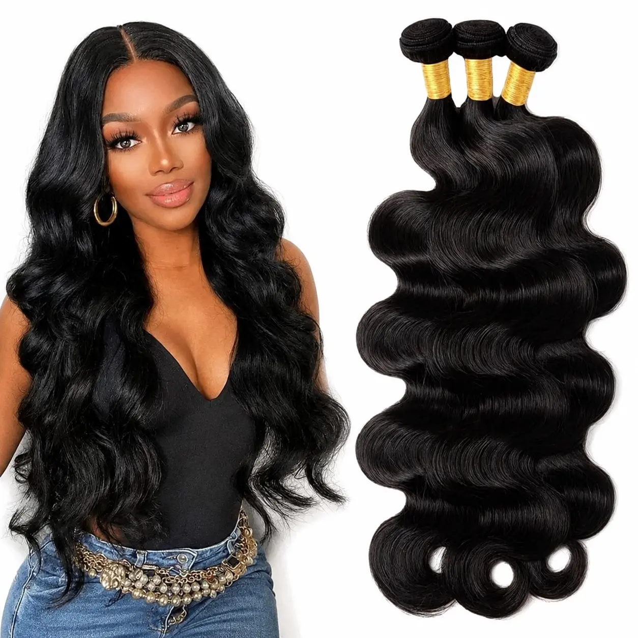 Brazilian Raw Bundles Human Hair , Ultra Thin Double Drawn Sew In Weft, Virgin Real Human Hair Extensions,for Black Women Natural Color