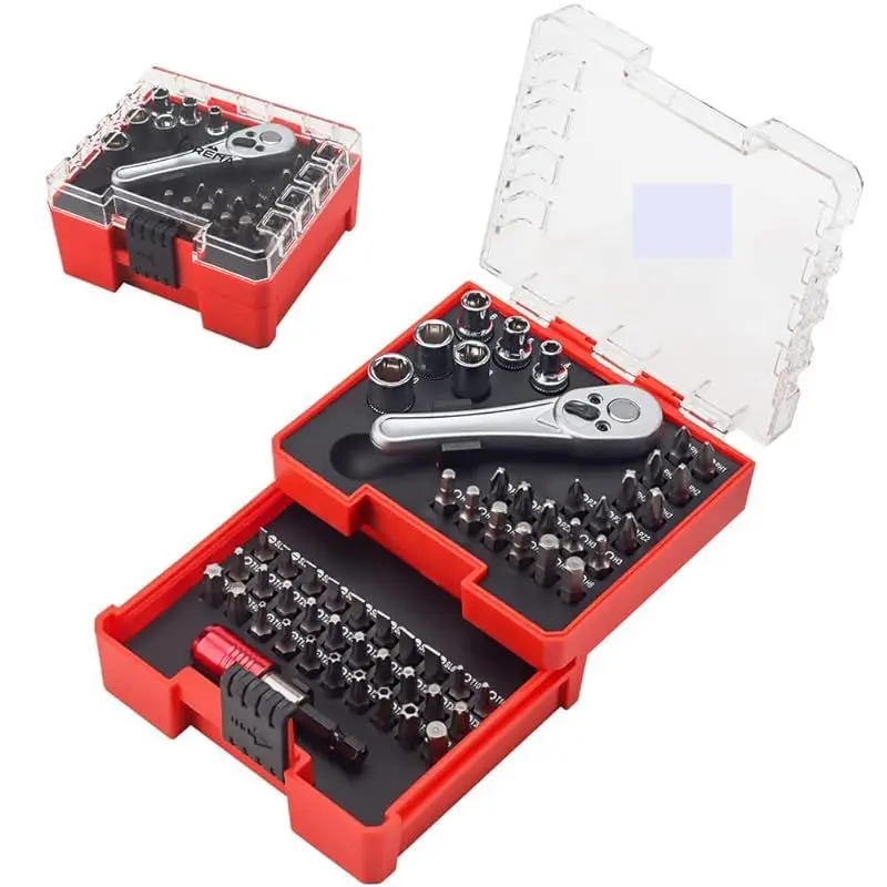 S2 Steel 58PCS Mini Ratchet Wrench Set, Heavy Duty Portable Screwdriver Bit Kit