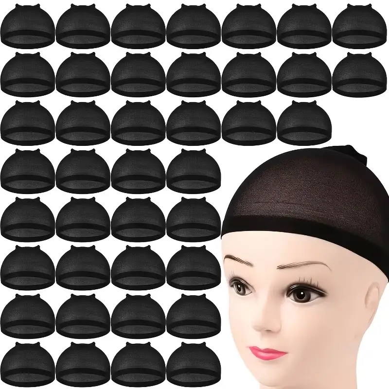 Women's 40-Pcs Nylon Mesh Wig Caps - Stretchy, Breathable, Comfortable, Wide Elastic Band, One Size Fits Most for Wig Install & Daily Wear