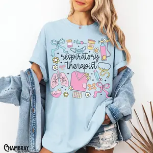 Respiratory Therapist Shirt, Comfort Colors, Respiratory Therapy, RRT Tee, RT T-Shirt, Pulmonology, Whimsical, Retro, Doodle, Coquette, Gift