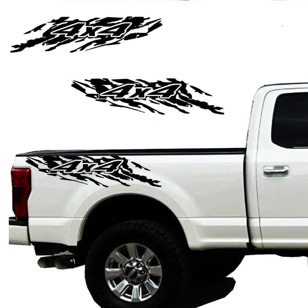 2pcs Waterproof Vinyl Car Decal Kit - Pickup Bed Side 4x4 Speckled Ink Graphics, Easy Install, Car Decorating Accessory for Ford F150 Trucks, Unique Look