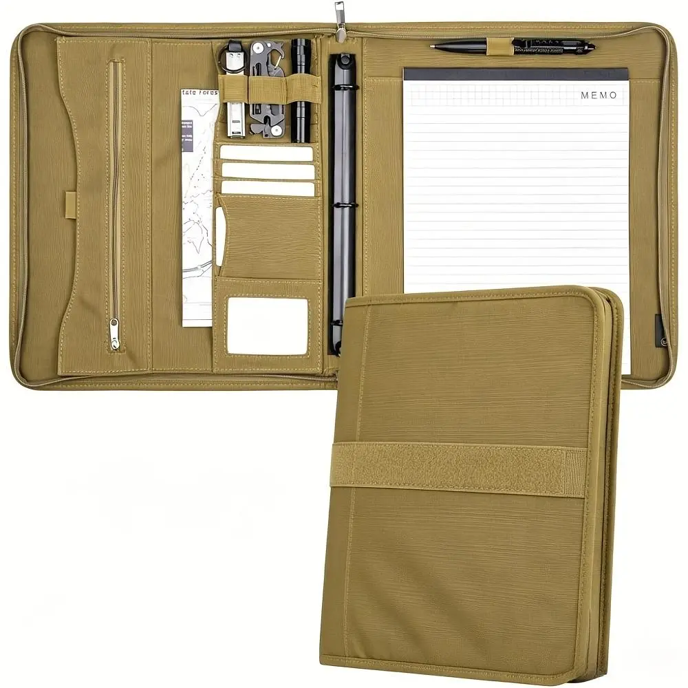 3-Ring Refillable Planner Binder Combo - Tactical Zipper Cover Binder with Complete Writing Paper Set, Hand-Carry Convenience, Protects from Water, Dust, Wear for School, Office Use