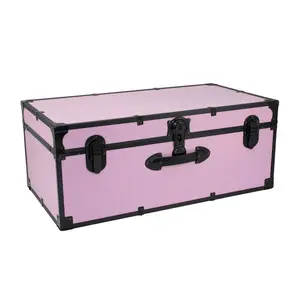 Mercury Luggage 30" Seward Classic Trunk with Lock Orchid: Decorative Storage Bin, MDF & Metal, No Assembly Required