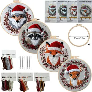 Beginner Embroidery Kit, Elegant Cross Stitch Set, Christmas Animal Embroidery Kit, DIY Embroidery Lovers, Includes Printed Cotton Fabric, Hand Embroidery, Embroidery Craft