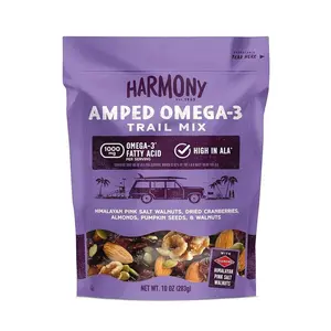 Diamond of California Harmony Amped Omega-3 Trail Mix with Mixed Nuts, Dried Fruit, Diamond of California Himalayan Pink Salt Walnuts, and Seeds, 10 oz, 1 Unit