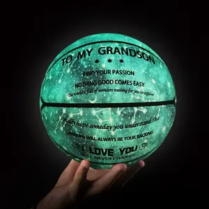 Yeahshoot Glow Basketball, Light Up Ball for Boys and Youth, Holographic Reflective, Glow in the Dark, Durable and Stylish for All Courts, Portable Basketball