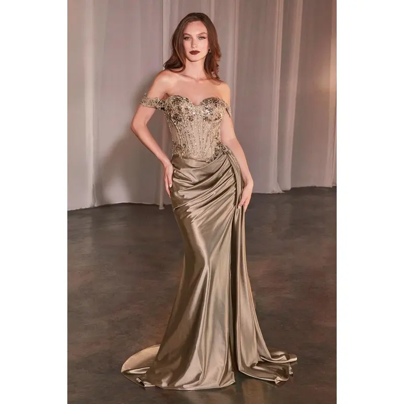 green emerald velvet dress Metallic Strapless Slit Gown by Juliet JT2500A – ABC Fashion