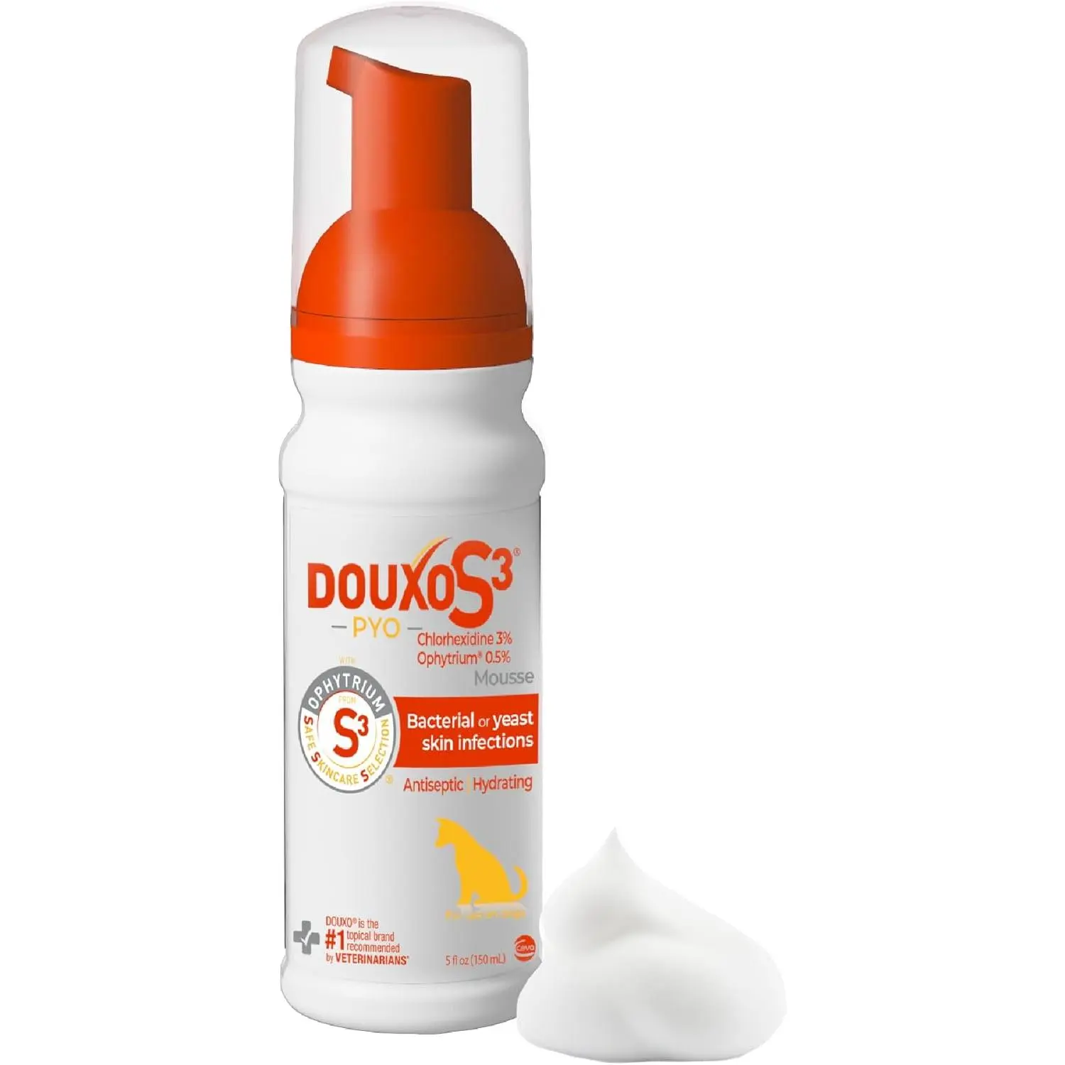 Medicated Dog Mousse - Chlorhexidine Waterless Shampoo for Bacterial & Yeast Infection Treatment, Antiseptic, Clinically Proven, Dogs Only, 5 fl oz