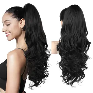 Iridescent Ponytail Extension 24" Claw Clip in Ponytail Extensions Long Wavy Ponytail Hair Extension Clip on Pony Tails Hairpiece for Women