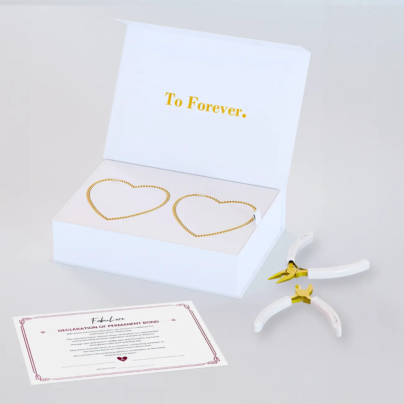 FabuLove Permanent Couple's Bracelet Kit - DIY Forever Bracelets for Couples - Stainless Steel Infinity Jewelry - Romantic Date Night Activity - Promise Ring Alternative - Long Distance Relationship Gift