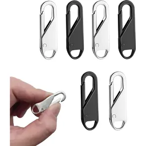 6 count Zipper Pull Replacements, Zipper Repair Kit Zipper Slider Pull Tab Universal Zipper Fixer Metal Zipper  Pullers Handle Zipper Extenders for Clothing Jackets Backpack Boots Purse Coat