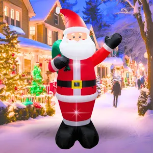 PTS 12FT Inflatable Santa Outdoor Decoration, Christmas Blow Up Yard Decorations, Built-in LED Lights Inflatables Xmas Holiday Funny Decor for Indoor Lawn Garden ornaments Waterproof