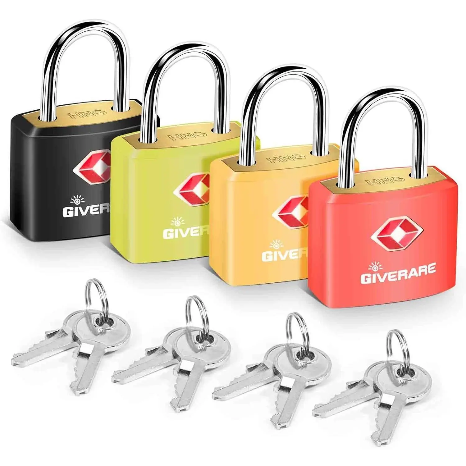 4 Pack TSA-Approved Keyed Padlock Set, Solid Copper Core Steel-Reinforced Waterproof ABS Plastic Covered Small Locks for Suitcase, Gym Lockers, Lock And Keys, Box Lock