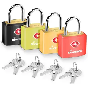 4 Pack TSA Approved Travel Luggage Locks with Keys, Solid Brass Copper Keyed Padlock, ABS Plastic Covered Small Locks for Suitcase, Backpack, Gym Locker, Jewelry Box-by