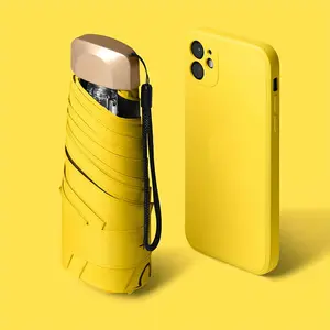 Mini Folding Umbrella, 1 Count Solid Color Portable Lightweight Anti-UV Umbrella, Sunshade Umbrella for Outdoor Activities, Lightweight Waterproof Umbrella