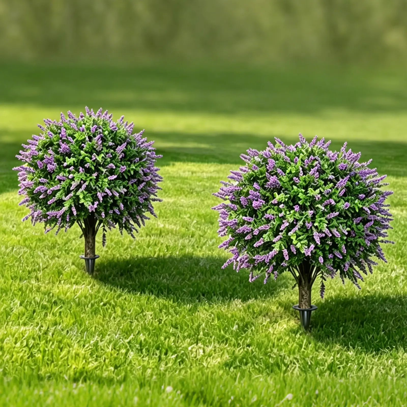 Megahit 2-Pack Artificial Lavender Boxwood Topiary Ball with Ground Spike, 22 Inch UV Resistant Faux Plants for Outdoor & Indoor Decor, Garden, Patio, Porch, Yard