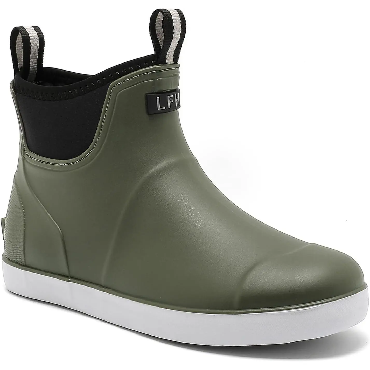 Mens Deck Boots, Saltwater Fishing Booties Rubber Waterproof Ankle Rain Boots, High-performance Footwear Chelsea Boots for Gardening Fishing Boating Camping Sailing