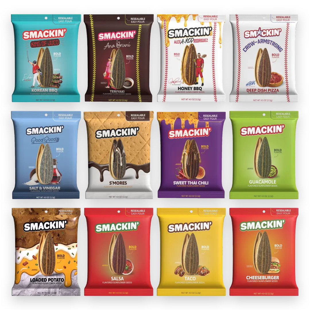 SMACKIN' Sunflower Seeds LIMITED EDITION VARIETY PACK - 12 Exclusive 4 OZ. Bags