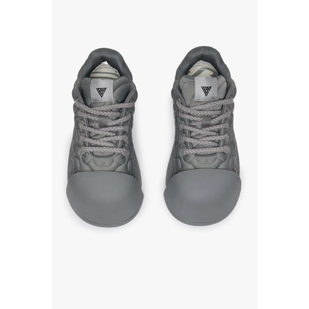 Men's Oversized Neoprene Casual Trainers - Calfskin Leather Footbed, Sculptural EVA Sole, Cotton Rope Laces, Bold Architectural Design, Breathable, Inspirational Graphic, Embroidery, Paint-Dipped Tips, Closed Toe Footwear, Large Sneakers
