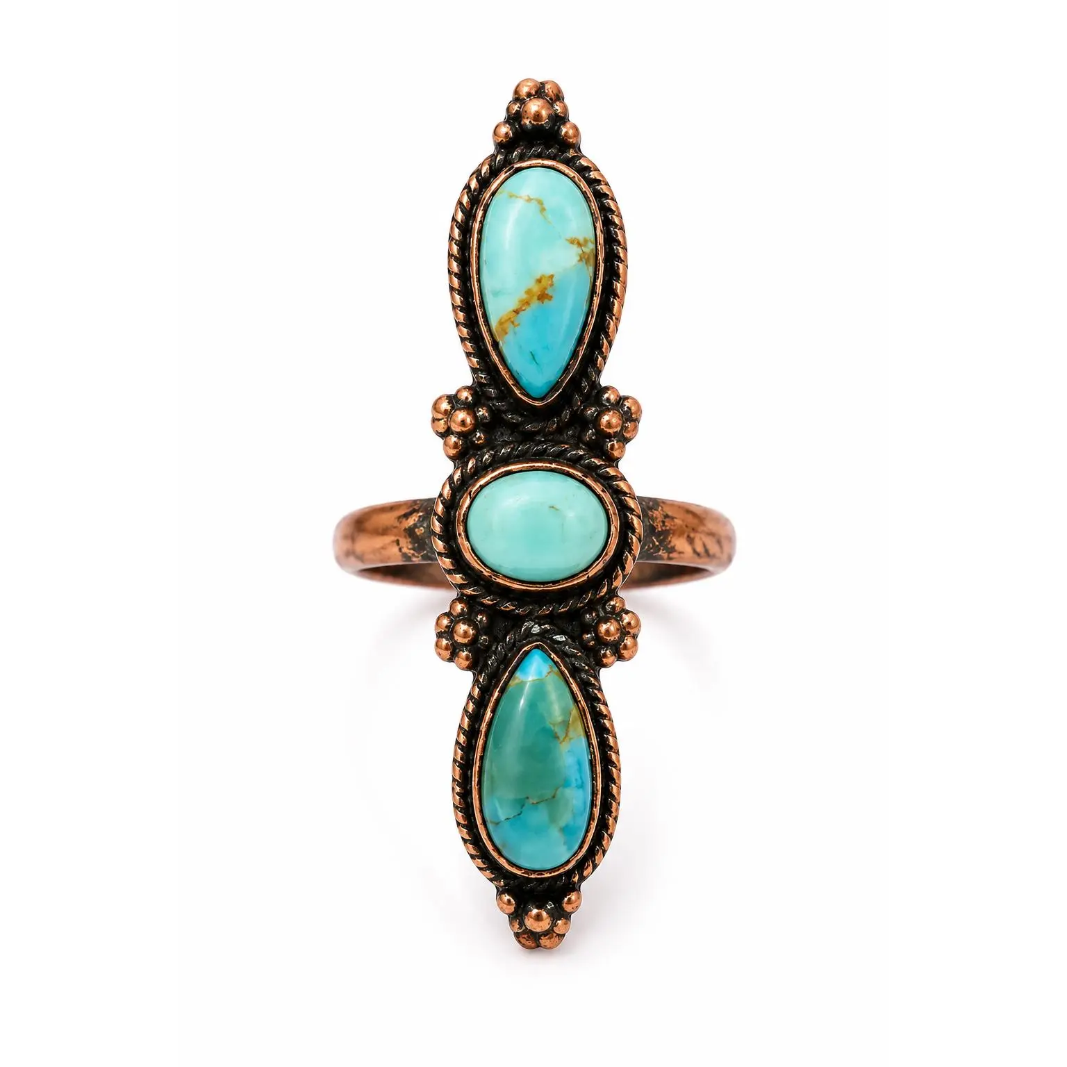 Size 6 Mojave Turquoise Pure Copper Crawler Ring