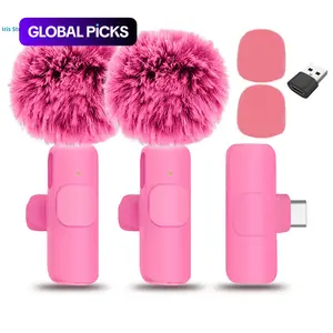 Colorful Wireless Lavalier Microphone, 1 or 2 Pcs Portable Mini Mic for Audio and Video Recording, Compatible with iPhone, Android, PC and Camera, Ideal for Live Streaming and Gaming