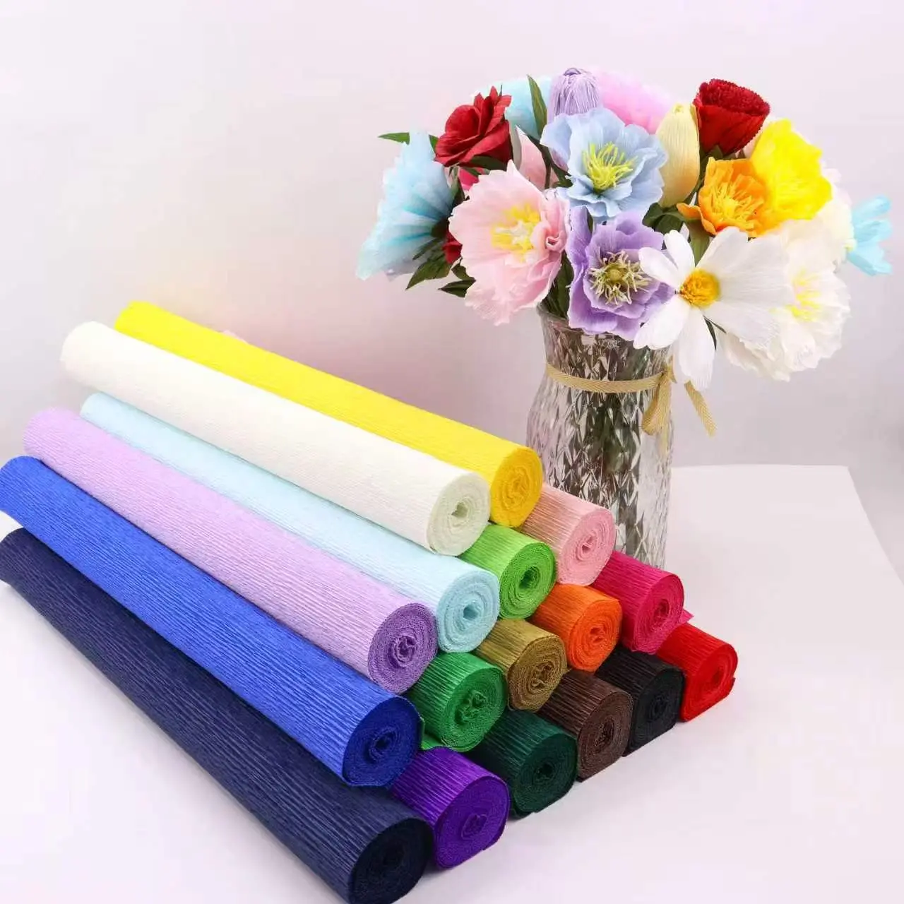 Curled edge colored crepe paper, DIY handmade folding paper, thickened paper for carnations and roses, hand-kneaded paper Gift Wrapping Supplies Gift Box Filler Flower Gift Bags Gift Wrapping Set Floral Wrapping Paper