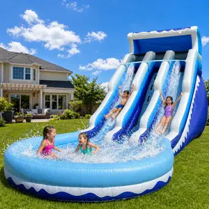 Backyard Ultimate Summer Splash Park Giant Heavy-Duty Inflatable Water Slide For Kids Adult Outdoor Summer Party With Blower & Dual Racing Slides SummerVibes