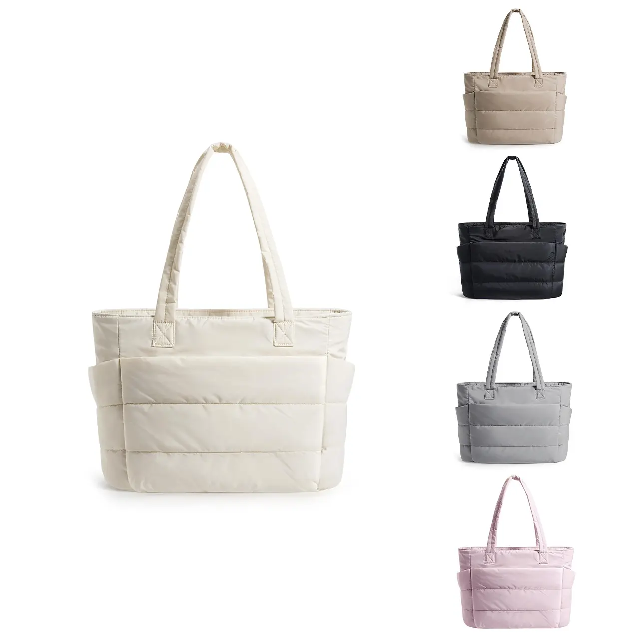 Puffy Bubble Tote Bag - 3 Sizes Quilted Laptop Shoulder Bag for Travel Casual Commuter Bag, Puffer Bag, Lightweight Quilted Tote