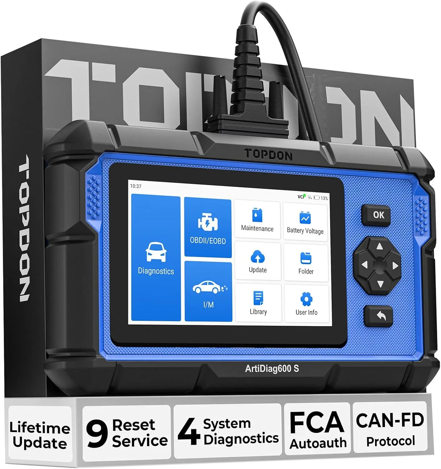 [SummerFinds]TOPDON AD600S Car Vehicle OBD2 Scanner, Diagnostic Tool, ABS SRS Transmission Engine Code Reader, 9 Reset Services Scan Tool, Oil/Brake/BMS/SAS/DPF/TPMS/ETS Reset, Injector Coding, Lifetime Free Update
