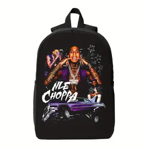 NLE Choppa Purple Car & Cartoon Character Backpack - Foldable Lightweight Design, Adjustable Straps, Zipper Closure, Polyester Lining, Casual Style for Daily Commute & Storage, Backpack for School, Commuter Bag, Bold Graphic Bag, Durable Zipper Bag