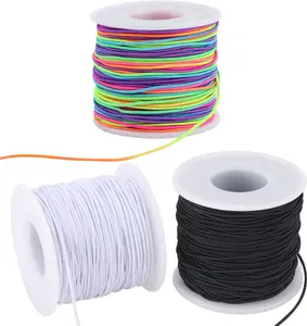 Stretchy String for Bracelets, 3 Rolls 1 mm 495  Sturdy Elastic String Cord for  Making, Necklaces, Beading and Crafts (1.0mm (Black&Wihte&Rainbow))