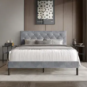 Favorer Groton Tufted Upholstered Panel Bed for Modern Bedroom Decor, Box Spring Required