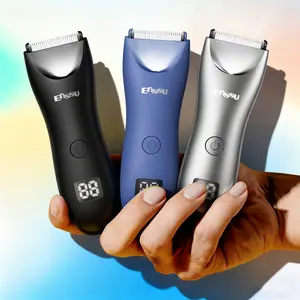 Enssu Electric Groin Hair Trimmer, Replaceable Skin Safe Ceramic Blade Heads, Waterproof Wet Dry Clippers, Rechargeable and Wireless Charging Body Trimmer, Male Hygiene Grooming Razor, Ball, Beard Trimmer for Men, Best Gift for Loved