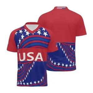 2026 USA Patriotic Fan Jersey, American Flag Style Men's Soccer Fan Apparel, Stars and Stripes Design Jersey, Gift for USA Fans, 2026 V-Neck Fan Jersey, Suitable for Match Day and Casual Wear