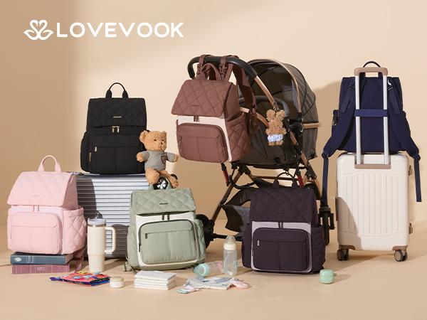 LOVEVOOK Diaper Bag Backpack With Pocket For Large Capacity Cup,Multi-Function Baby Travel Bag For Mom Dad,Waterproof Baby Bag for Boys Girls with Changing Pad,Insulated Bag,Stroller Straps,Brown