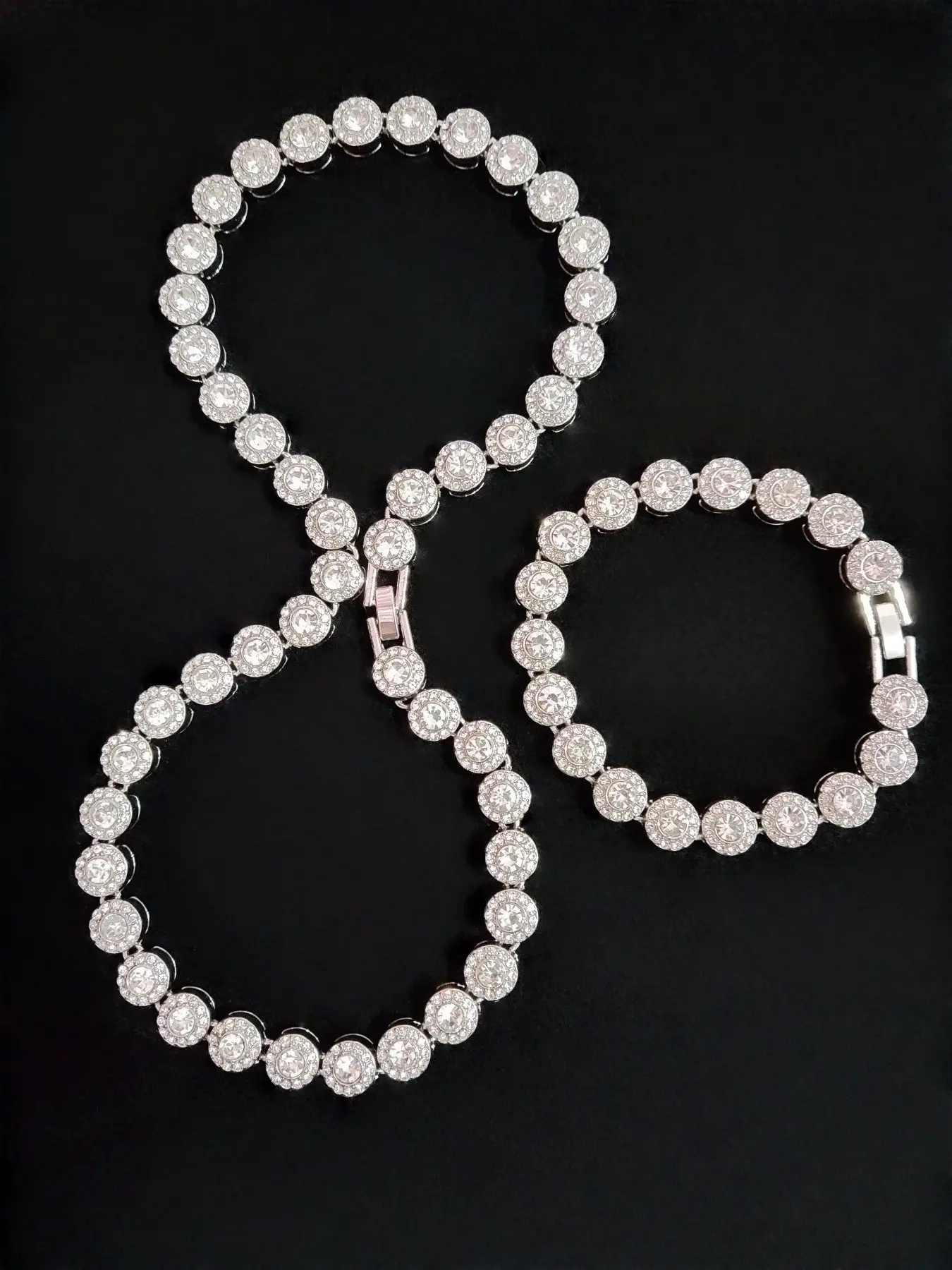 2Pieces/Set Men Women Hip Hop Round Necklace And Bracelet , Elegant Costume Jewelry Set Fashion Punk Iced Out Bling Bling Set Jewelry For Lover Gift
