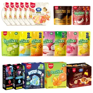 [LIVE Lab New Arrivals Exclusive]AMOS Variety Candy Bundle, 22 Packs of Peelerz, Lucky Fish, Freeze-Dried Chocolate, Red Bean Mochi, Mystery Cube, Orange & Crème Brûlée Gift Set Box!!