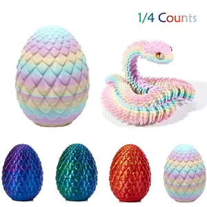 3D Printed Snake Egg Model, Random Eyes, Bendable Joints, Articulating Miniatures, Anime Figure, Cute Snake Design, Home Office Desk Car Decor, Easter Holiday Gift