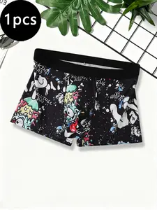1/3 piece men's underwear with graffiti printed flat corner underwear made of polyester fiber material, suitable for daily and sports wear