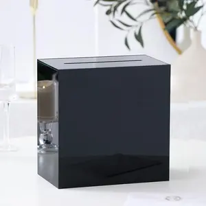 Black  Wedding Card Box with Slot, Thick DIY Large 10x10x5.5 inch w/No Print, Wedding Receptions Wishing Well  Box, Birthday, Memory Box, Suggestion Boxes,  Ballot Box