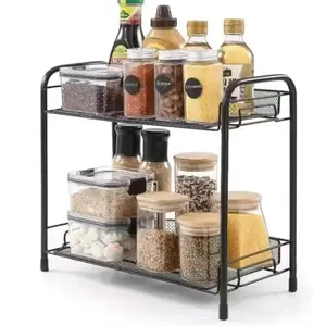1 Simple Mesh Desktop Organizer, Dual Layer Storage for Bathroom Sink, Narrow Makeup Rack for Toilet Window Shelf, Bathroom Organization Rack
