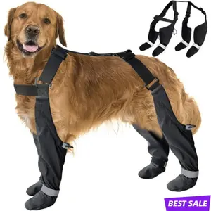 2025 NEW Dog Harness Boots - Large Dog Rain Boots with Leg Straps, Waterproof Winter Snow Pants & Non-Slip Reflective Paw Protectors for Walking and Hiking