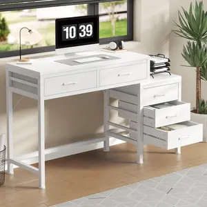 51'' Computer Desk with 5 Drawers and Printer Stand 51'' Computer Desk with 5 Drawers and Printer Stand