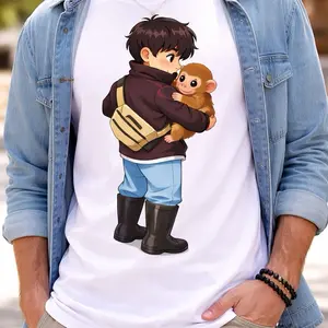 The Adorable Monkey: Punch - Graphic Print Comfortable Casual Wear white T Shirt