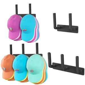 Hat Rack 2 Packs Removable Long Row Wall Mount Organizer Holds 25 Baseball Caps Space Saving Hanger for Door Room Closet Black