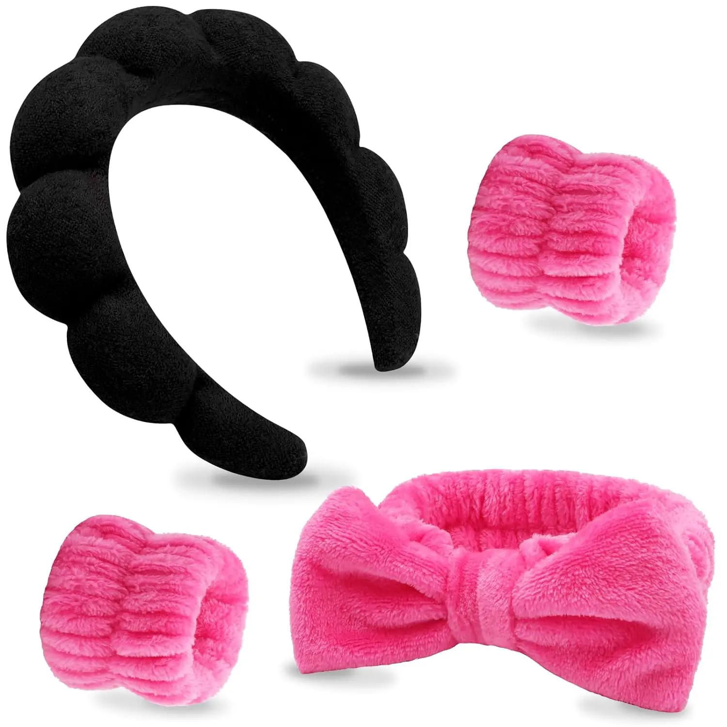6 Pack Spa Headband, Makeup Headband, Face Wash Headband, Skincare Headbands, Brown Sponge Hair Band Bow Tie Spa Headband for Washing Face Wristband Set Hair Accessories for Women Gifts