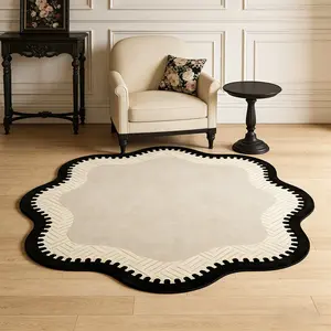 French Vintage Elegant Round Rug, Soft Comfortable Non-Slip Washable Carpet, Home Decor for Living Room Bedroom Bathroom Kitchen Dining Room