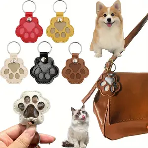 Paw Print Keychain - Pet Hair Keeper with PU Leather Case, Portable Fur Collector for All Dog & Cat Breeds, Cute Travel Accessory (Red/Black/Beige/Brown) - Ideal Gift for Pet Lovers